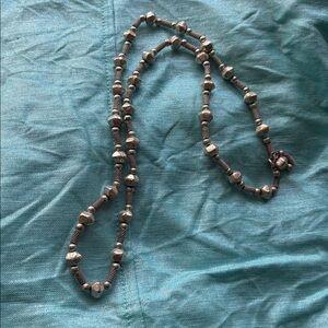 Elegant Ancient Geometric Sterling 925 Beaded Necklace 24” Byzantine 34g Heavy